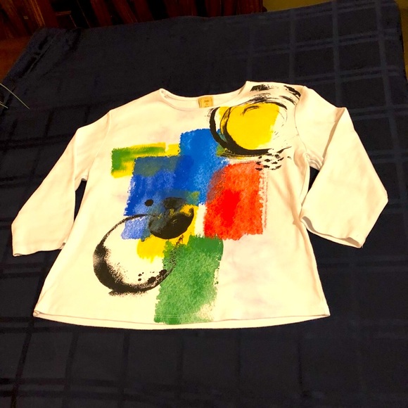 Jess & Jane USA Tops - Jess & Jane cotton top 3/4 sleeves abstract design
